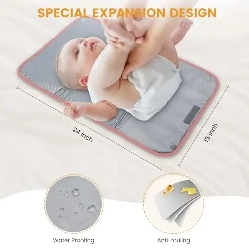 LOVEVOOK Diaper Bag Backpack,Diaper Bag Tote with Insulated Pockets,Baby Bag for Girl Boy with Changing Pad,Large Baby Diaper Bag with Pacifier Case,Anti-Theft Travel Backpack for Women,Pink-Gray - 4