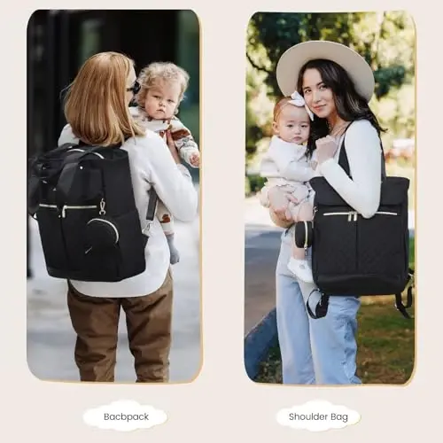 LOVEVOOK Diaper Bag Backpack,Diaper Tote Bag with Insulated Pockets,Baby Bag for Girl Boy with Changing Pad,Large Baby Diaper Bag with Pacifier Case,Anti-Theft Travel Backpack for Women,Black - LOVEVOOK (1)