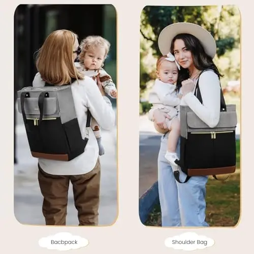 LOVEVOOK Diaper Bag Backpack,Diaper Tote Bag with Insulated Pockets,Bag with Changing Pad,Large Bag with Pacifier Case,15.6 Inch Anti-Theft Laptop Backpack for Women - LOVEVOOK (1)