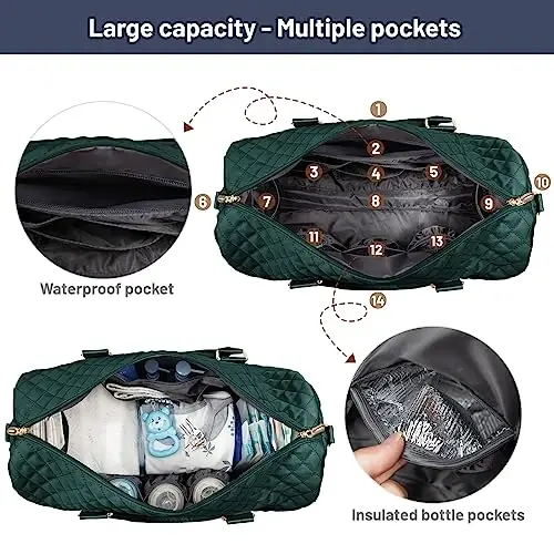 LOVEVOOK Diaper Bag Tote with Pacifier Case and Changing Pad, Large Capacity Mommy Bag for Hospital and Weekender Travel, Functional Baby Bag Newborn Baby Essential - 4