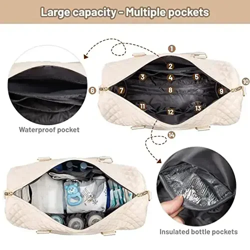 LOVEVOOK Diaper Bag Tote with Pacifier Case and Changing Pad, Large Capacity Mommy Bag for Hospital and Weekender Travel, Functional Baby Bag Newborn Baby Essential - 4