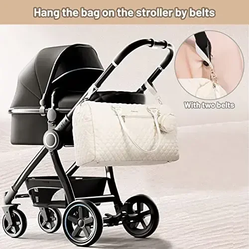 LOVEVOOK Diaper Bag Tote with Pacifier Case and Changing Pad, Large Capacity Mommy Bag for Hospital and Weekender Travel, Functional Baby Bag Newborn Baby Essential - 5