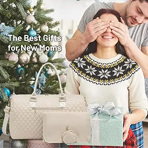 LOVEVOOK Diaper Bag Tote with Pacifier Case and Changing Pad, Large Capacity Mommy Bag for Hospital and Weekender Travel, Functional Baby Bag Newborn Baby Essential - 1