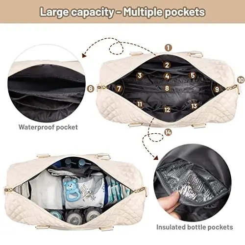 LOVEVOOK Diaper Bag Tote with Pacifier Case and Changing Pad, Large Capacity Mommy Bag for Hospital and Weekender Travel, Functional Baby Bag Newborn Baby Essential - 5