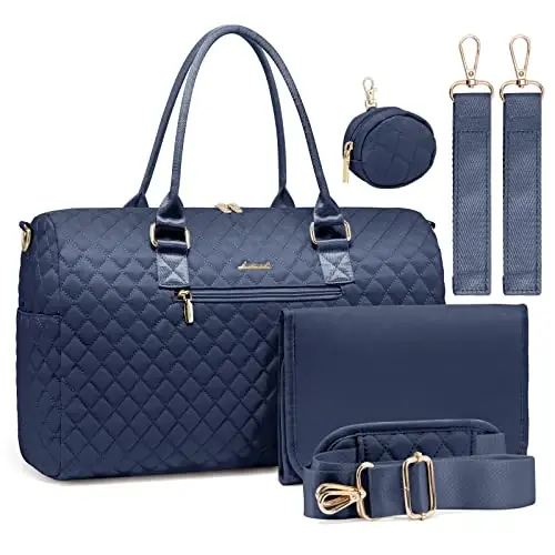 LOVEVOOK Diaper Bag Tote with Pacifier Case and Changing Pad, Large Capacity Mommy Bag for Hospital and Weekender Travel, Functional Baby Bag Newborn Baby Essential, Blue - LOVEVOOK (1)