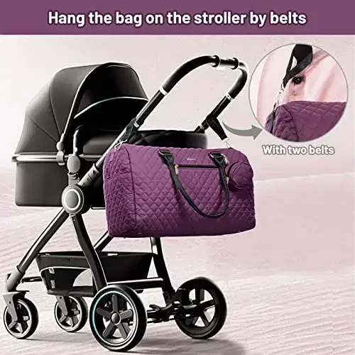LOVEVOOK Diaper Bag Tote with Pacifier Case and Changing Pad, Large Capacity Mommy Bag for Hospital and Weekender Travel, Functional Baby Bag Newborn Baby Essential, Purple - 5