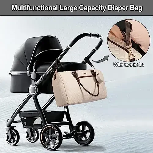 LOVEVOOK Diaper Bag Tote with Pacifier Case and Changing Pad, Large Capacity Mommy Bag for Hospital and Weekender Travel, Functional Baby Bags Newborn Baby Essential - 6