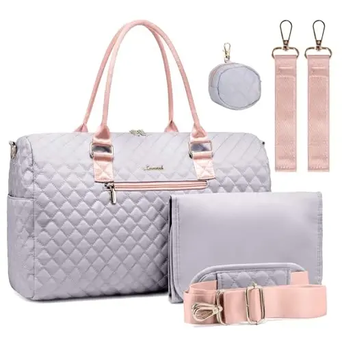 LOVEVOOK Diaper Bag Tote with Pacifier Case and Changing Pad, Large Capacity Mommy Bag for Hospital and Weekender Travel, Functional Baby Bags Newborn Baby Essential - LOVEVOOK