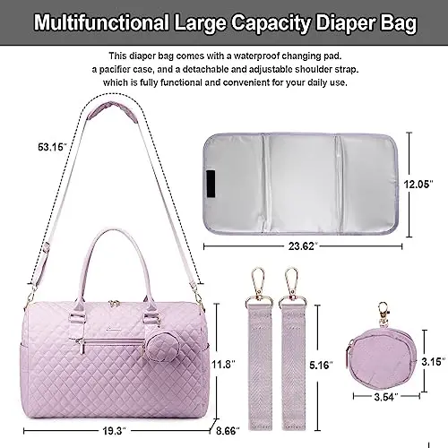 LOVEVOOK Diaper Bag Tote with Pacifier Case and Changing Pad, Large Capacity Mommy Bag for Hospital and Weekender Travel, Functional Baby Bag Newborn Baby Essential - 3