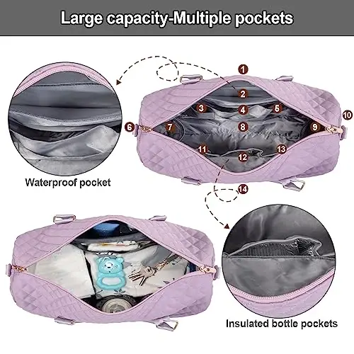 LOVEVOOK Diaper Bag Tote with Pacifier Case and Changing Pad, Large Capacity Mommy Bag for Hospital and Weekender Travel, Functional Baby Bag Newborn Baby Essential - 4