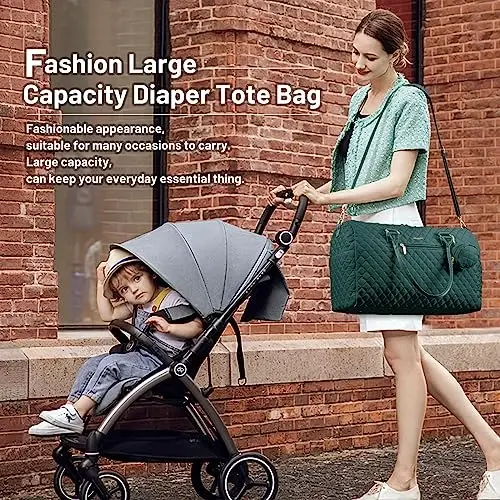 LOVEVOOK Diaper Bag Tote with Pacifier Case and Changing Pad, Large Capacity Mommy Bag for Hospital and Weekender Travel, Functional Baby Bag Newborn Baby Essential - 2