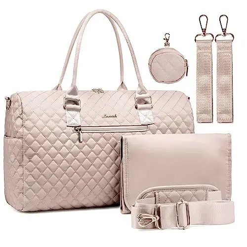 LOVEVOOK Diaper Bag Tote with Pacifier Case and Changing Pad, Large Capacity Mommy Bag for Hospital and Weekender Travel, Functional Baby Bag Newborn Baby Essential - 1