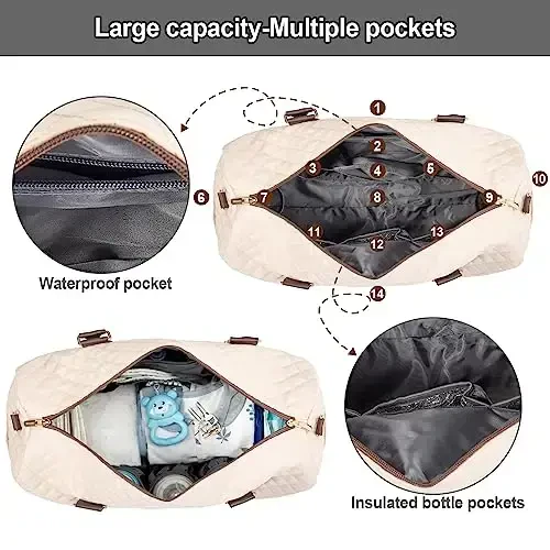 LOVEVOOK Diaper Bag Tote with Pacifier Case and Changing Pad, Large Capacity Mommy Bag for Hospital and Weekender Travel, Functional Baby Bags Newborn Baby Essential - 4