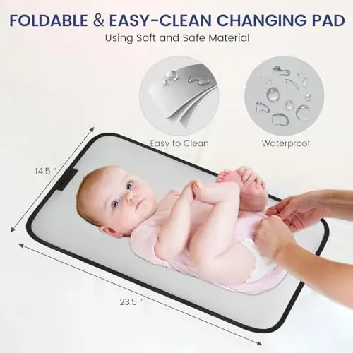 LOVEVOOK Pampers sumkasi xaltasi, almashtirish tagligi bilan chaqaloq sumkasi, katta pampers xaltasi o'g'il qiz, aravachalar uchun qisqichlari bo'lgan ota-ona uchun suv o'tkazmaydigan chaqaloq ro'yxatga olish sumkasi, qora-kulrang-jigarrang - 5