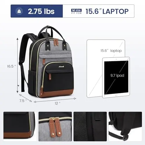 LOVEVOOK Pampers sumkasi xaltasi, almashtirish tagligi bilan chaqaloq sumkasi, katta pampers xaltasi o'g'il qiz, aravachalar uchun qisqichlari bo'lgan ota-ona uchun suv o'tkazmaydigan chaqaloq ro'yxatga olish sumkasi, qora-kulrang-jigarrang - 6