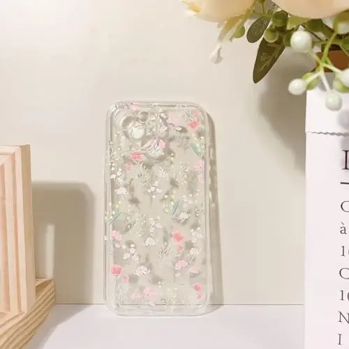 Lovmooful Compatible for iPhone 15 Case Clear Cute Color Flower Floral Leaf Design for Girls Women Soft TPU Shockproof Protective Girly for iPhone 15-(Many Florals) 2 - 6