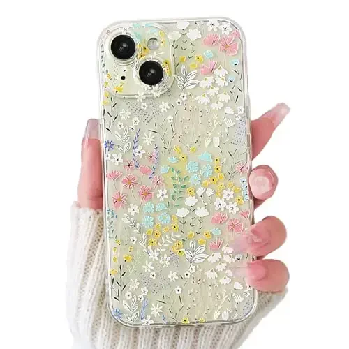 Lovmooful Compatible for iPhone 15 Case Cute Clear Flower Floral Color Design for Girls Women Soft TPU Shockproof Protective Girly for iPhone 15-Colorful Floral - LOVMOOFUL
