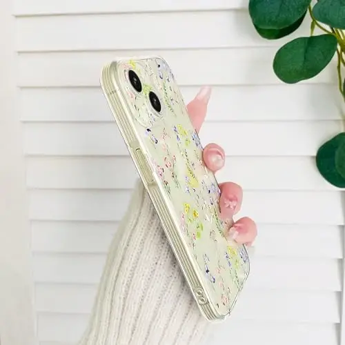 Lovmooful Compatible for iPhone 15 Case Cute Clear Flower Floral Color Design for Girls Women Soft TPU Shockproof Protective Girly for iPhone 15-Purple Floral - 5
