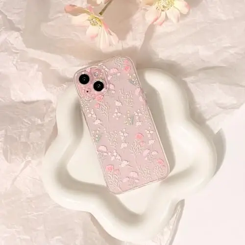 Lovmooful Compatible for iPhone 15 Case Clear Cute Color Flower Floral Leaf Design for Girls Women Soft TPU Shockproof Protective Girly for iPhone 15-(Many Florals) 2 - 2