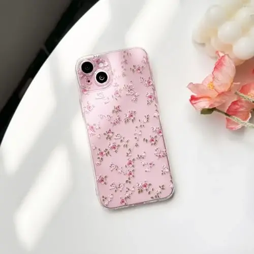 Lovmooful Compatible for iPhone 15 Case Cute Clear Flower Floral Vine Design for Girls Women Soft TPU Shockproof Protective Girly for iPhone 15-Rose Vine - 2