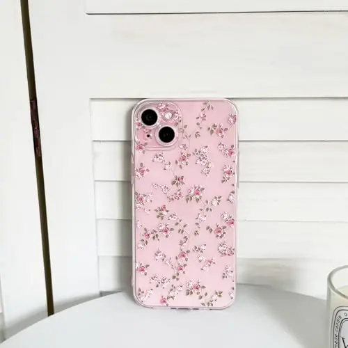 Lovmooful Compatible for iPhone 15 Case Cute Clear Flower Floral Vine Design for Girls Women Soft TPU Shockproof Protective Girly for iPhone 15-Rose Vine - 6