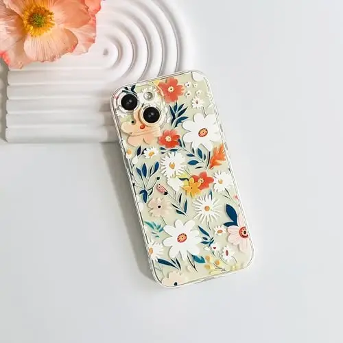Lovmooful Compatible for iPhone 15 Case Cute Clear Flower Floral Color Design for Girls Women Soft TPU Shockproof Protective Girly for iPhone 15-Big Floral - LOVMOOFUL (1)