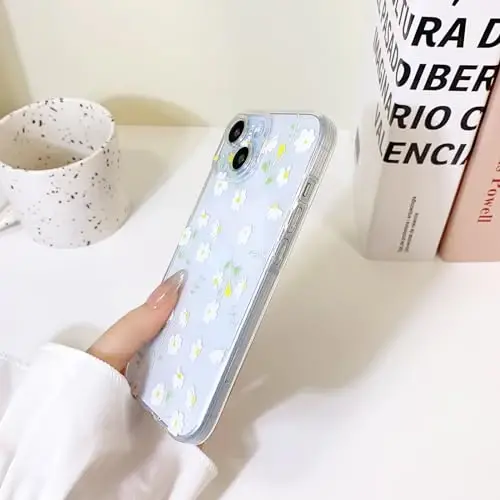 Lovmooful Compatible for iPhone 15 Case Cute Clear Oil Flower Floral Design for Girls Women Soft TPU Shockproof Protective Girly for iPhone 15-Daisy - 5