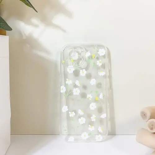 Lovmooful Compatible for iPhone 15 Case Cute Clear Oil Flower Floral Design for Girls Women Soft TPU Shockproof Protective Girly for iPhone 15-Daisy - 6