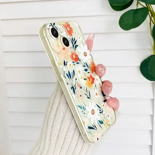 Lovmooful iPhone 15 uchun mos keladigan Chehol Chiroyli Shaffof Gullar Dizayni Qizlar Ayollar uchun Yumshoq TPU Zarbadan himoya qiluvchi iPhone 15 uchun - Katta Gullar - 5