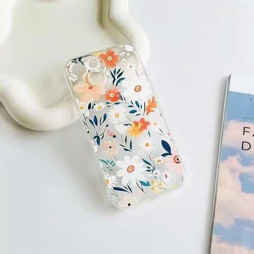 Lovmooful iPhone 15 uchun mos keladigan Chehol Chiroyli Shaffof Gullar Dizayni Qizlar Ayollar uchun Yumshoq TPU Zarbadan himoya qiluvchi iPhone 15 uchun - Katta Gullar - 6