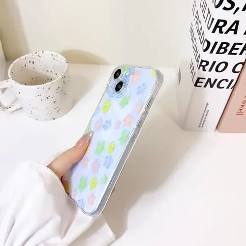 Lovmooful iPhone 15 uchun mos keladigan chexol, qizlar va ayollar uchun yoqimli tiniq moyli gul naqshli, zarbaga chidamli yumshoq TPU himoya qopqog'i iPhone 15 uchun - Rangli gullar 2 - 5