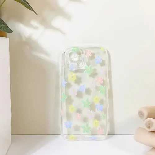 Lovmooful iPhone 15 uchun mos keladigan chexol, qizlar va ayollar uchun yoqimli tiniq moyli gul naqshli, zarbaga chidamli yumshoq TPU himoya qopqog'i iPhone 15 uchun - Rangli gullar 2 - 6