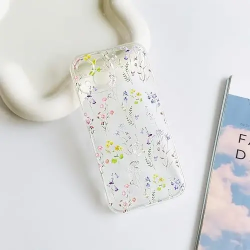 Lovmooful iPhone 15 uchun mos keladigan quti Chiroyli tiniq gul naqshli qizlar uchun ayollar yumshoq TPU zarbaga chidamli himoya qizlar uchun iPhone 15-Rangli gul - 6