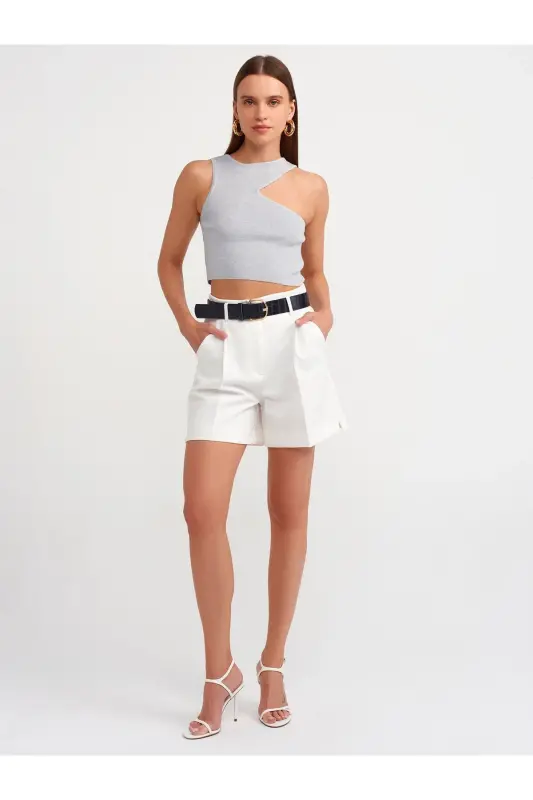 Low Cut Knitted Top-grey melange - 3