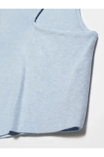 Low Neck Knit Top-blue melange - DILVIN (1)