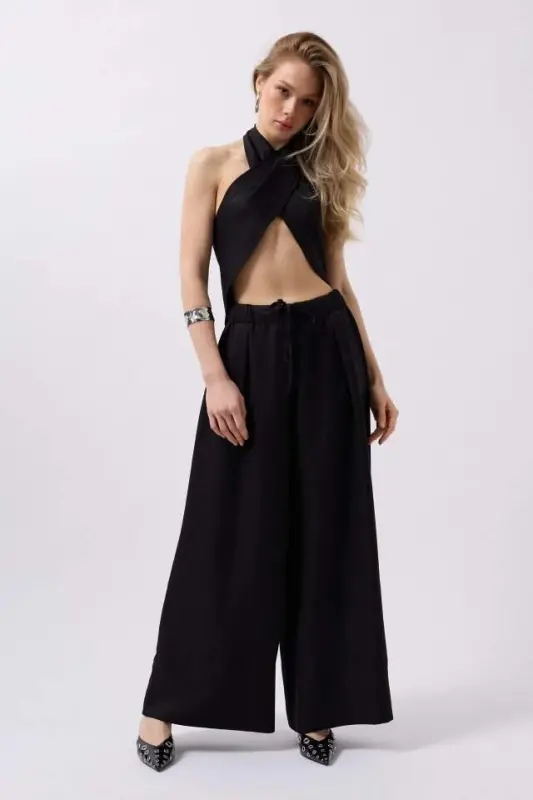 Low Waist Oversize Linen Pants - 3