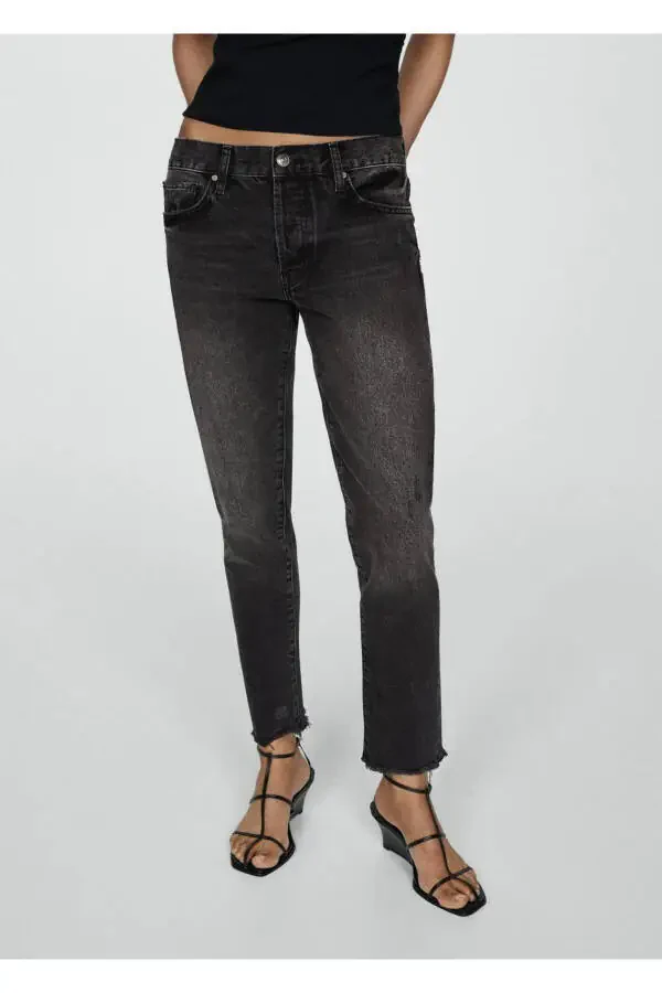 Low Waist Ripped Girfriend Jeans - 1