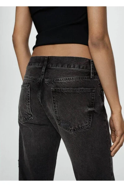 Low Waist Ripped Girfriend Jeans - 7