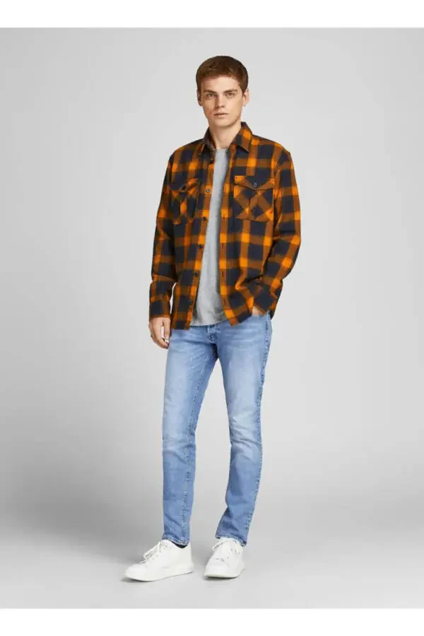 Low waist skinny fit straight denim jeans for men. - 5