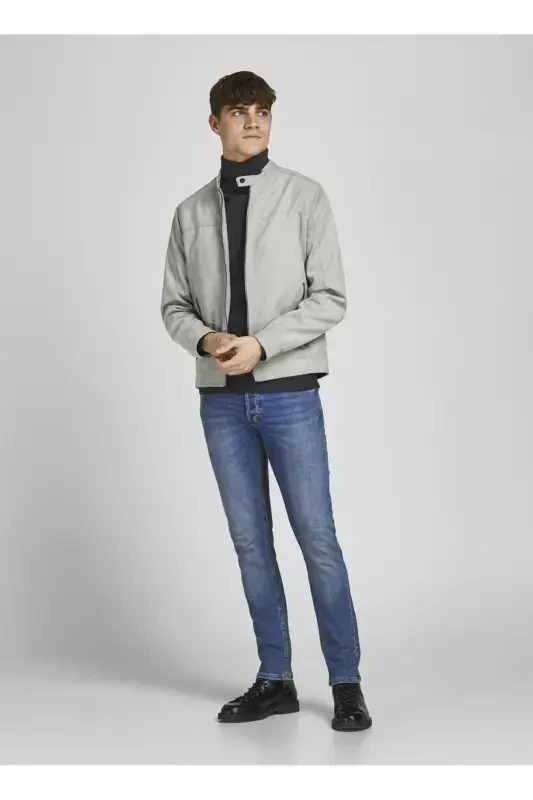 Low waist skinny fit straight leg men's denim pants. - 2