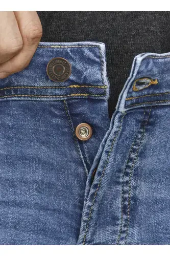 Low waist skinny fit straight leg men's denim pants. - 7