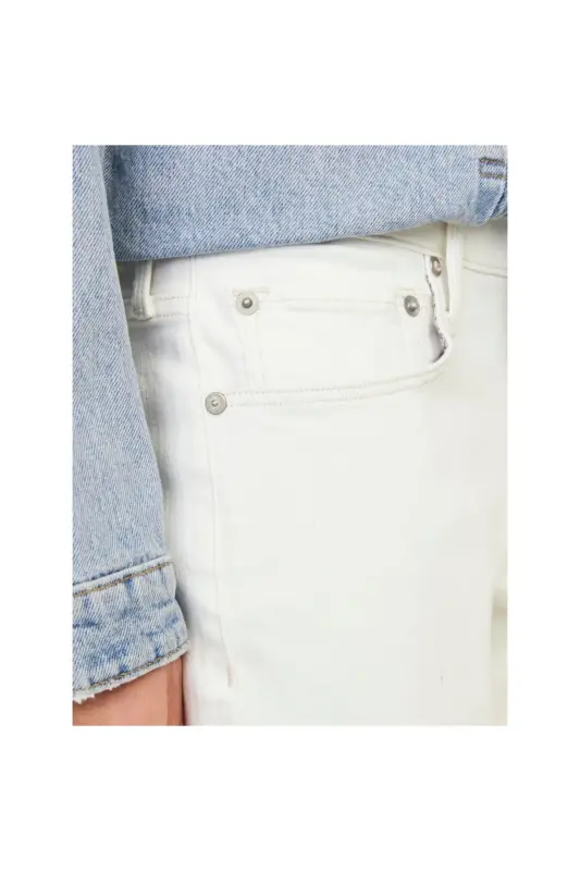 Low waist slim fit white men's denim jeans by JJIGLENN JJEVAN CJ 977 SN. - 2