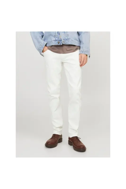Low waist slim fit white men's denim jeans by JJIGLENN JJEVAN CJ 977 SN. - 3