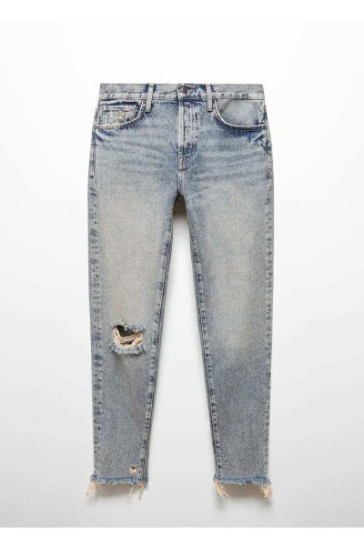 Low-Waisted Ripped Girlfriend Jeans - 3