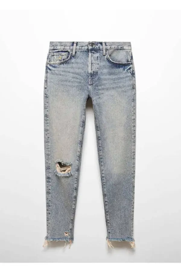 Low-Waisted Ripped Girlfriend Jeans - 3