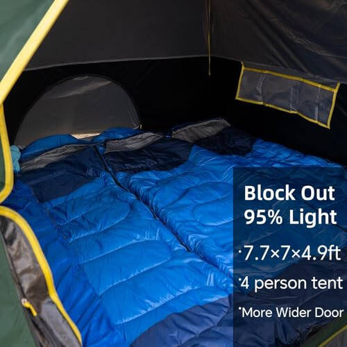 LOYEACHAMP 4 Person Blackout Camping Tent, Easy Setup Waterproof Family Dome Tent for Camping with Rainfly, Portable Double Layer Large Family Tent for Outdoor Camping&Hiking - 6