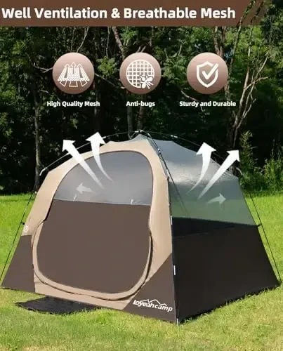 LOYEAHCAMP 4 Person Blackout Camping Tent, Easy Setup Waterproof Family Dome Tent for Camping with Rainfly, Portable Double Layer Large Family Tent for Outdoor Camping&Hiking - 5