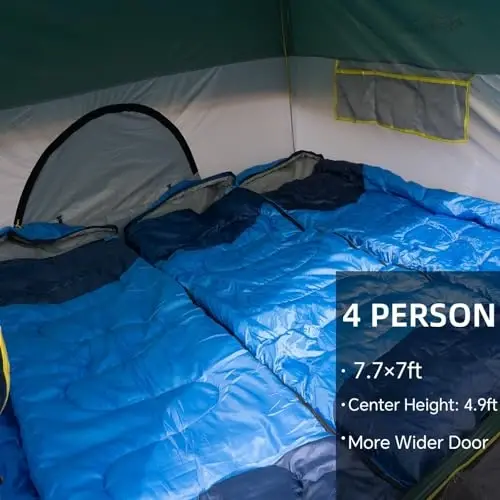 LOYEAHCAMP 4 Person Blackout Camping Tent, Easy Setup Waterproof Family Dome Tent for Camping with Rainfly, Portable Double Layer Large Family Tent for Outdoor Camping&Hiking - 3