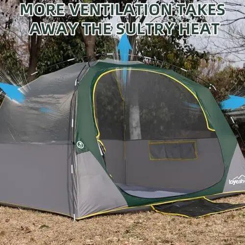 LOYEAHCAMP 4 Person Blackout Camping Tent, Easy Setup Waterproof Family Dome Tent for Camping with Rainfly, Portable Double Layer Large Family Tent for Outdoor Camping&Hiking - 4