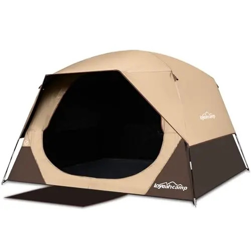 LOYEAHCAMP 4 Person Blackout Camping Tent, Easy Setup Waterproof Family Dome Tent for Camping with Rainfly, Portable Double Layer Large Family Tent for Outdoor Camping&Hiking 